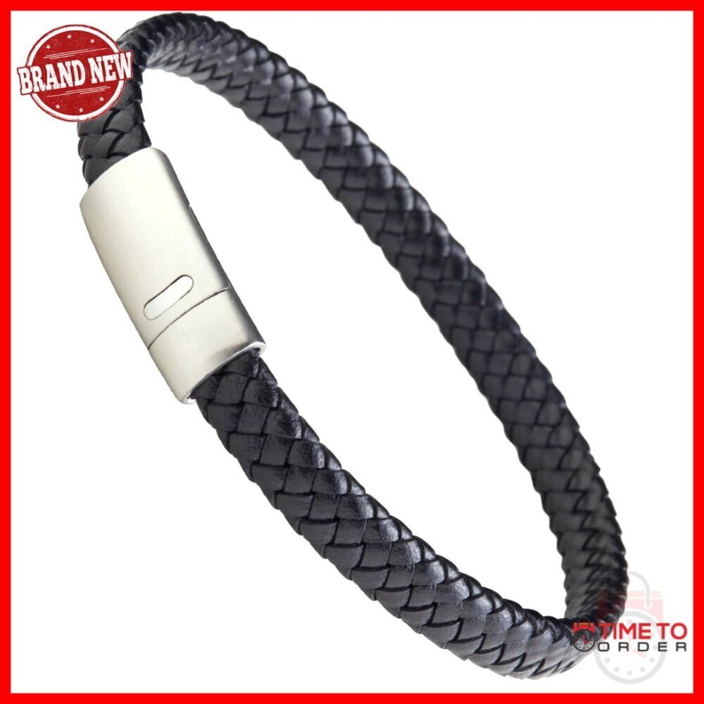 Genuine Leather Bracelet with Stainless Steel Clasp, Minimalist Designer Jewelry